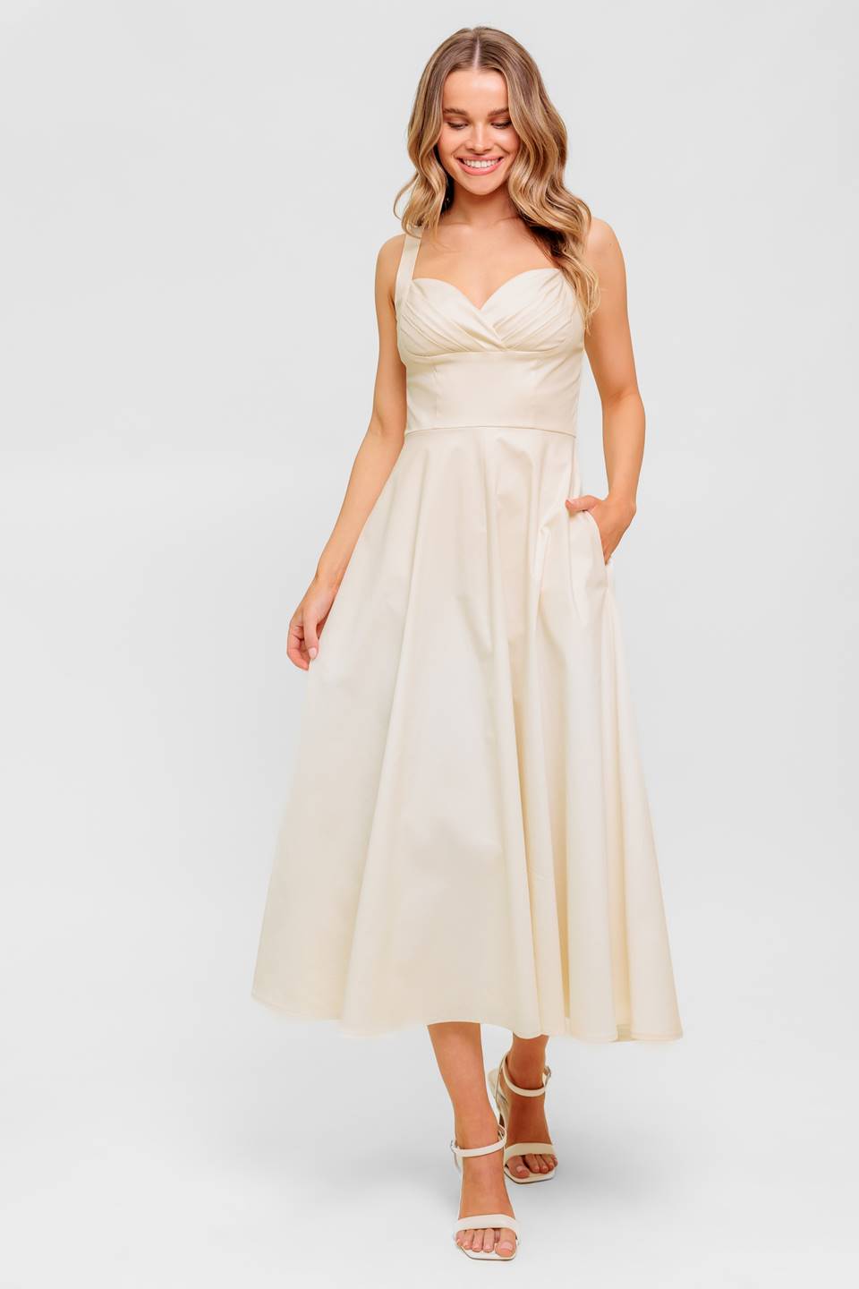 Cocktail Dresses A Line Tea Length Cocktail Dress Flying Tomato ID22546 Cream