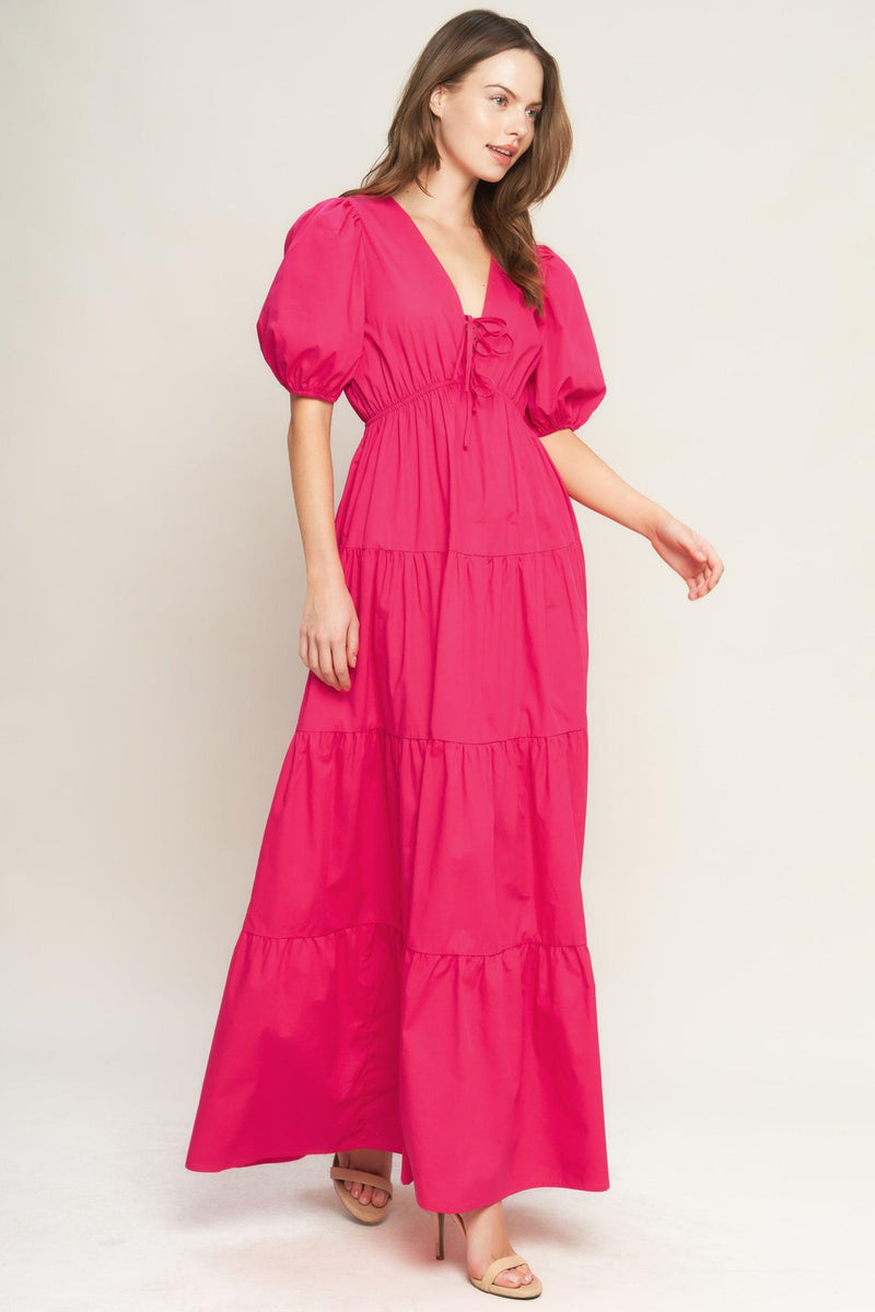V-Neck High-Low Crepe Wedding Guest A-Line Dress Flying Tomato ID22573