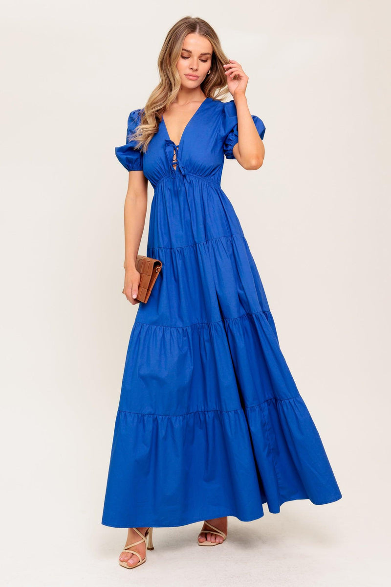 V-Neck High-Low Crepe Wedding Guest A-Line Dress Flying Tomato ID22573