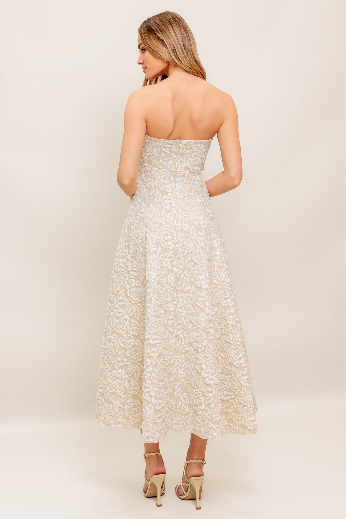 Cocktail Dresses Tea Length Cocktail Floral Dress Flying Tomato ID22662 Beige