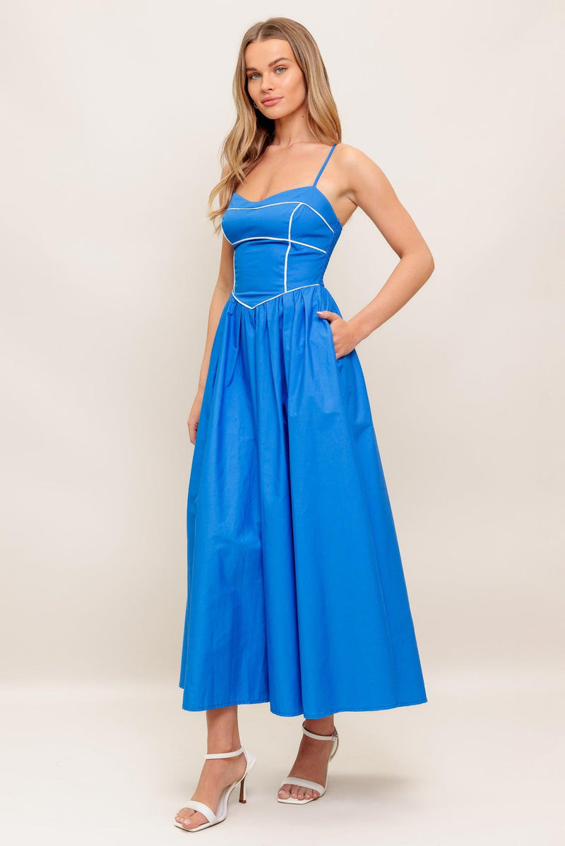 Sweetheart Midi Crepe Formal A-Line Dress Flying Tomato ID22803