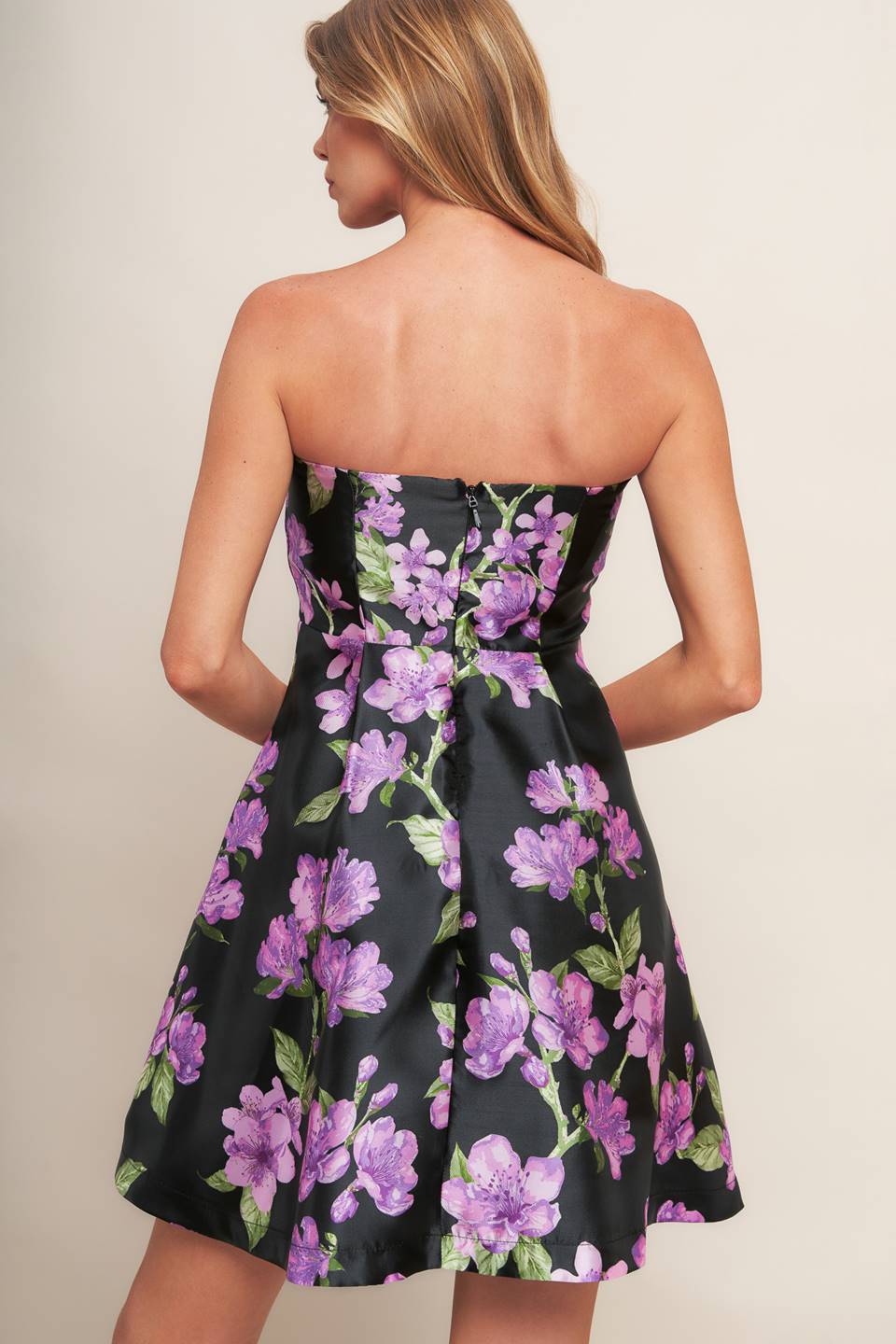 Cocktail Dresses A Line Mini Floral Homecoming Cocktail Dress Black