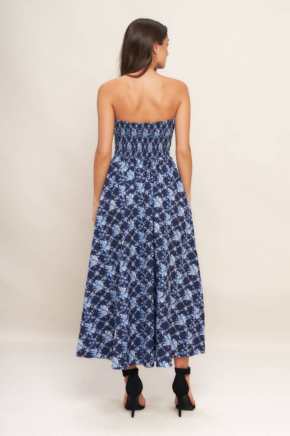 Cocktail Dresses A Line Floral Tea Length Midi Cocktail Dress Navy