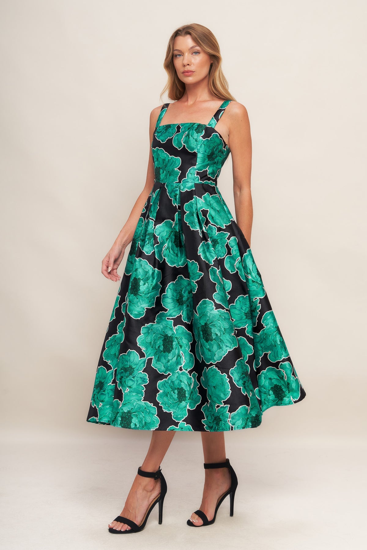 Cocktail Dresses Print Short A Line Tea Length Cocktail Dress Flying Tomato ID22970 Black Green