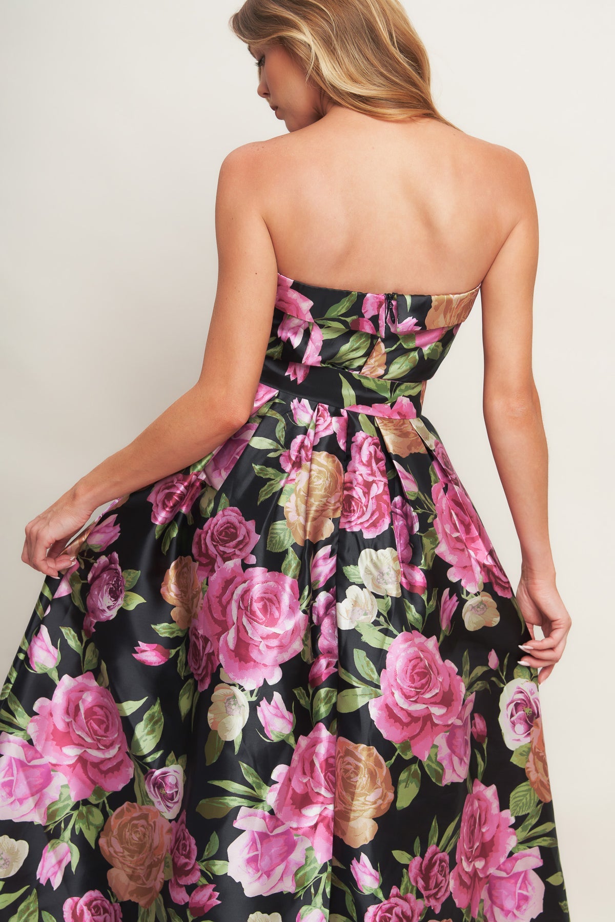 Cocktail Dresses Tea Length A Line Short Floral Print Cocktail Dress Flying Tomato ID23069 Black