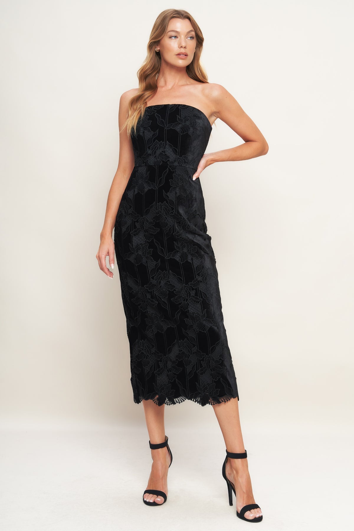 Cocktail Dresses Tea Length Lace Cocktail Fitted Dress Flying Tomato ID23071 Black