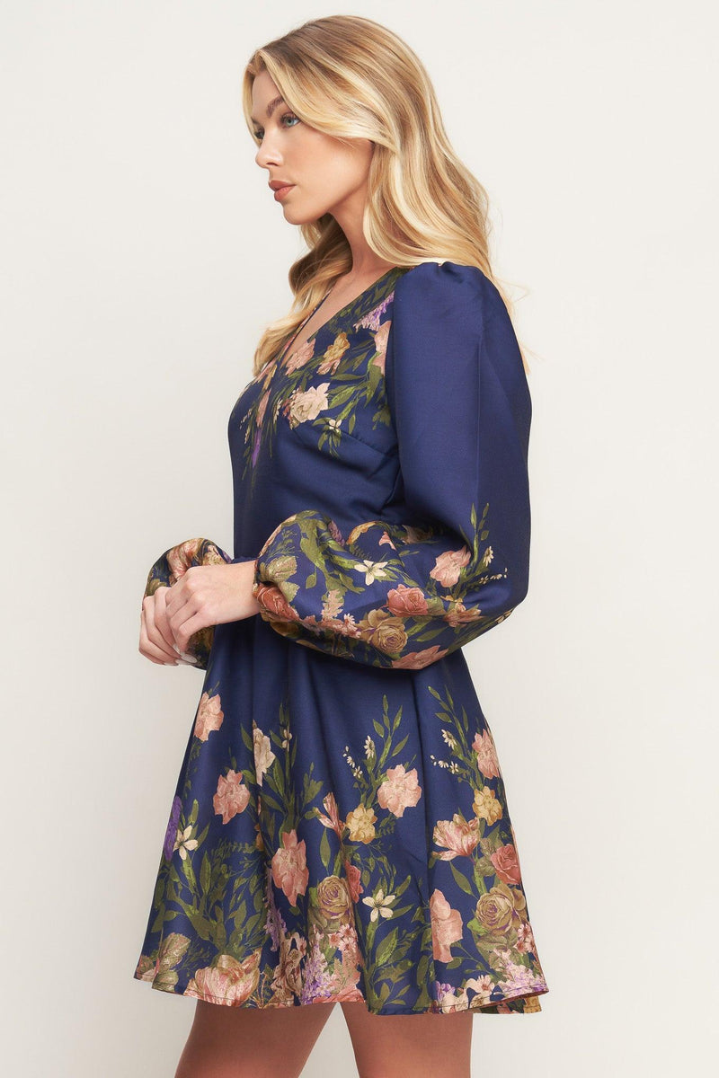 V-Neck Mini Satin Cocktail Fit & Flare Flying Tomato ID23107