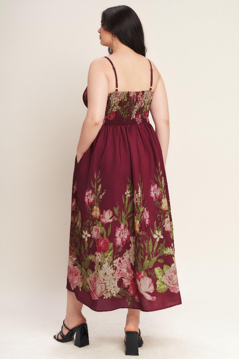 Square Midi Chiffon Wedding Guest A-Line Dress Flying Tomato ID23110