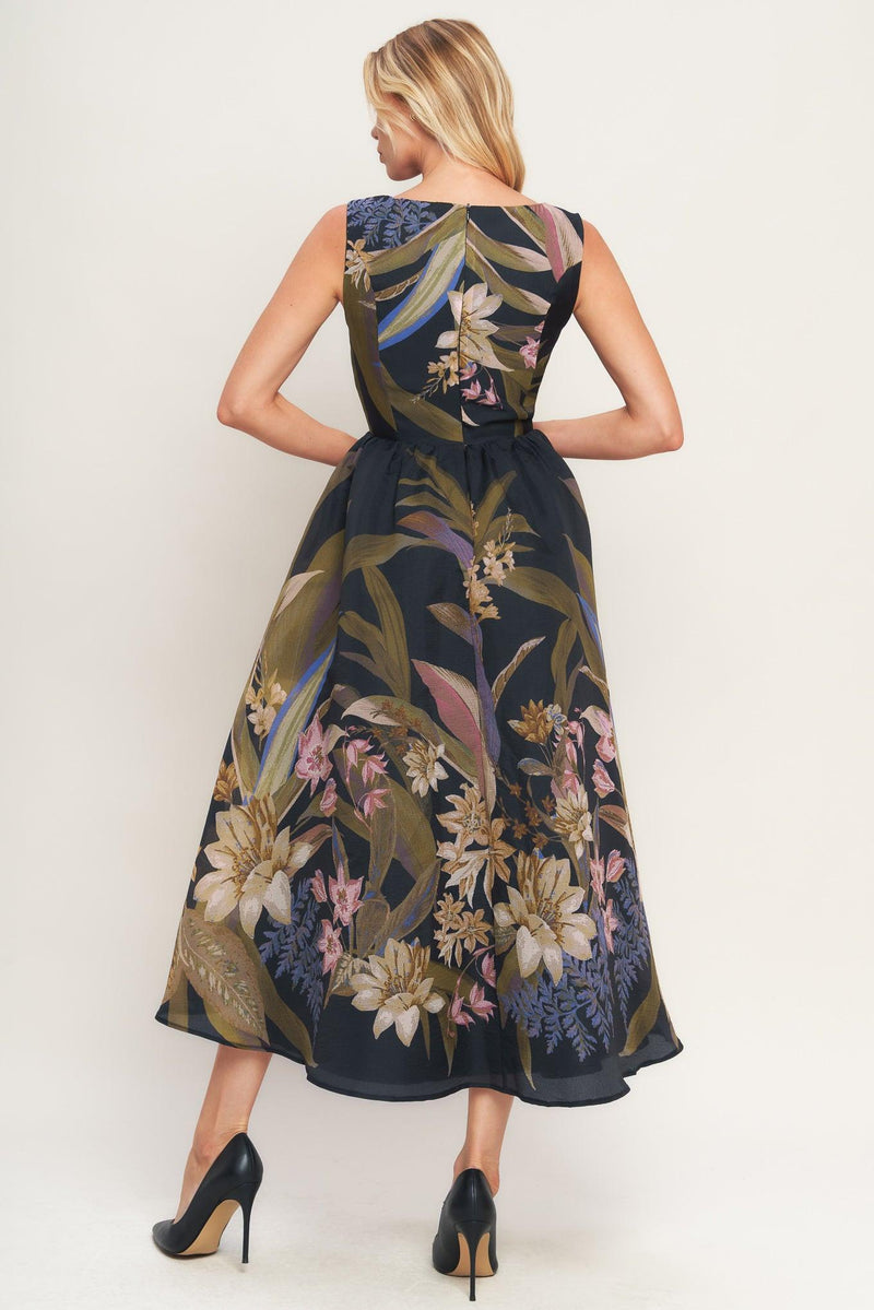Bateau Midi Organza Formal A-Line Dress Flying Tomato ID23111