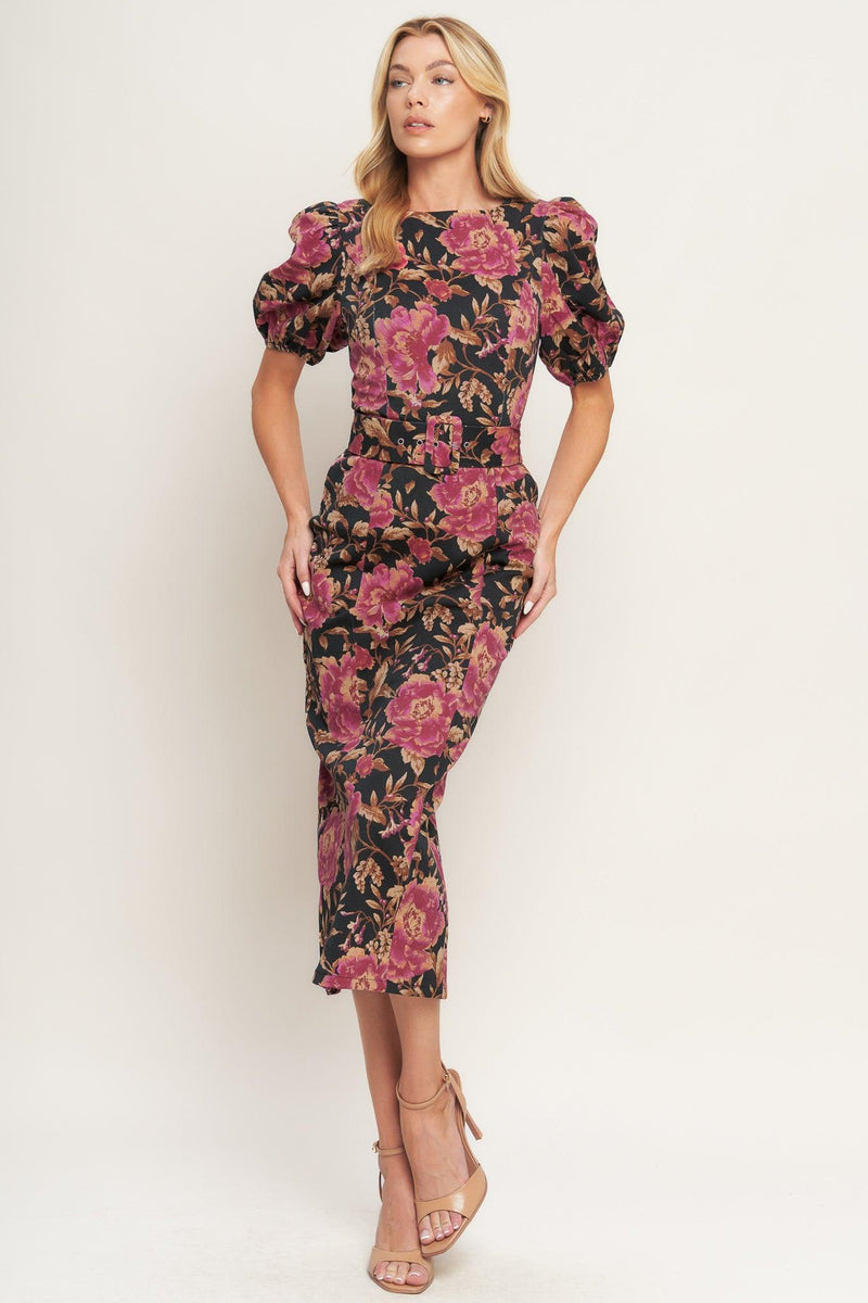 Bateau Midi Crepe Formal Sheath/Column Dress Flying Tomato ID23128
