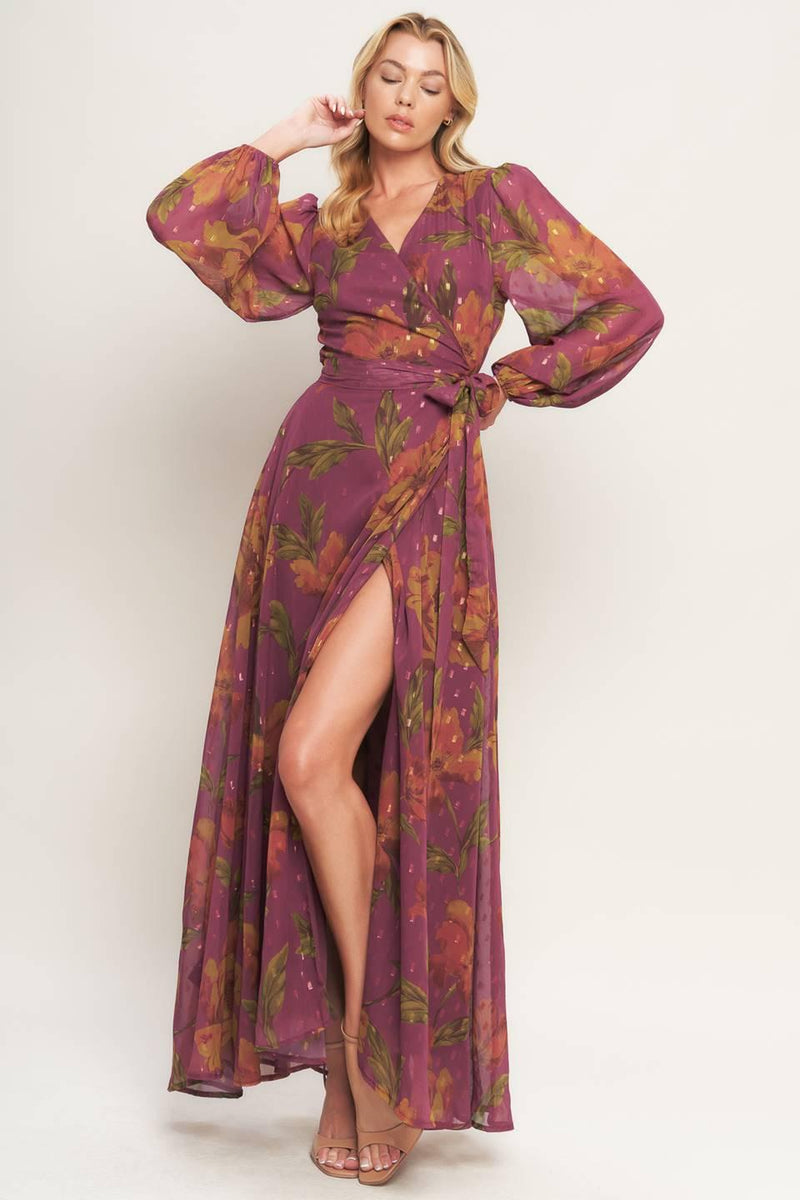 V-Neck Floor-Length Chiffon Formal A-Line Dress Flying Tomato ID23147