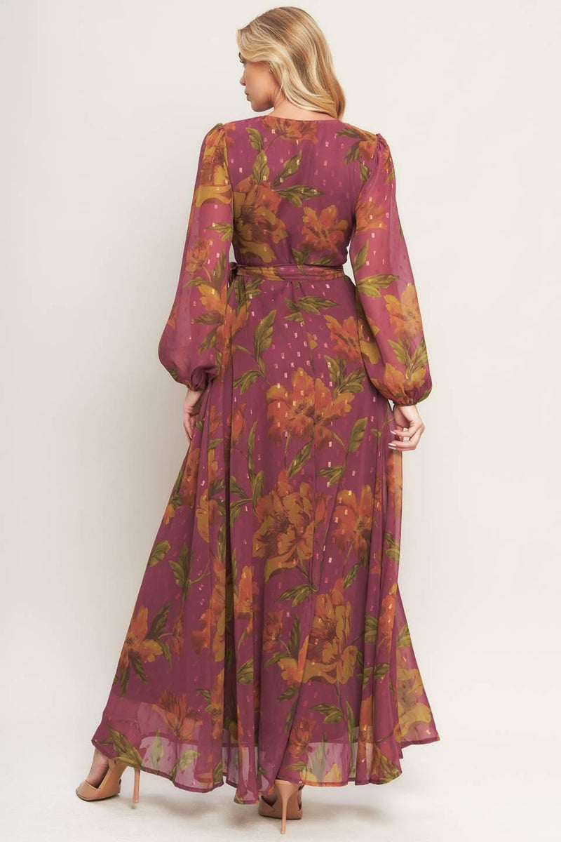 V-Neck Floor-Length Chiffon Formal A-Line Dress Flying Tomato ID23147