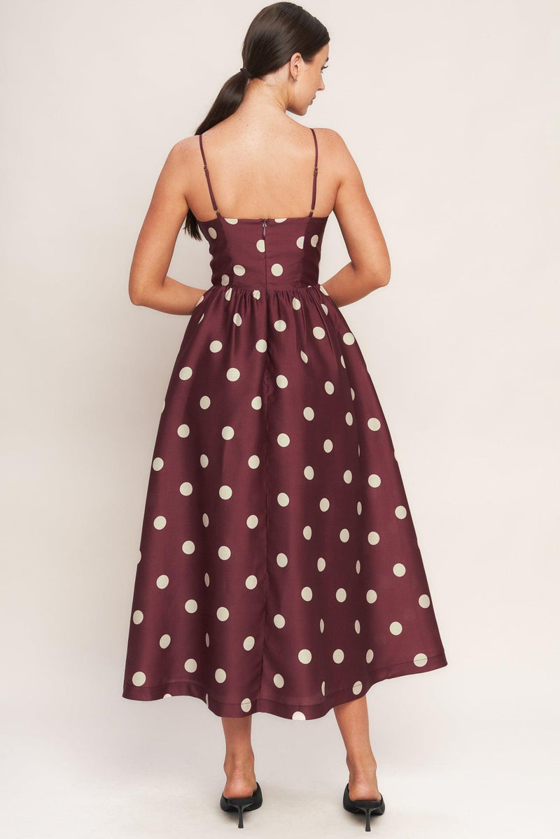 Square Midi Satin Wedding Guest A-Line Dress Flying Tomato ID23189