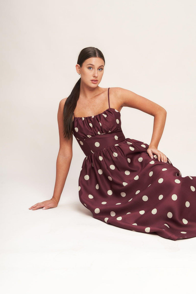 Square Midi Satin Wedding Guest A-Line Dress Flying Tomato ID23189