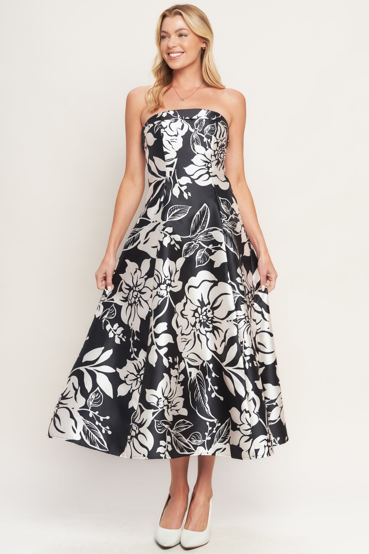 Cocktail Dresses Short A Line Tea Length Cocktail Floral Print Dress Flying Tomato ID23192 Black