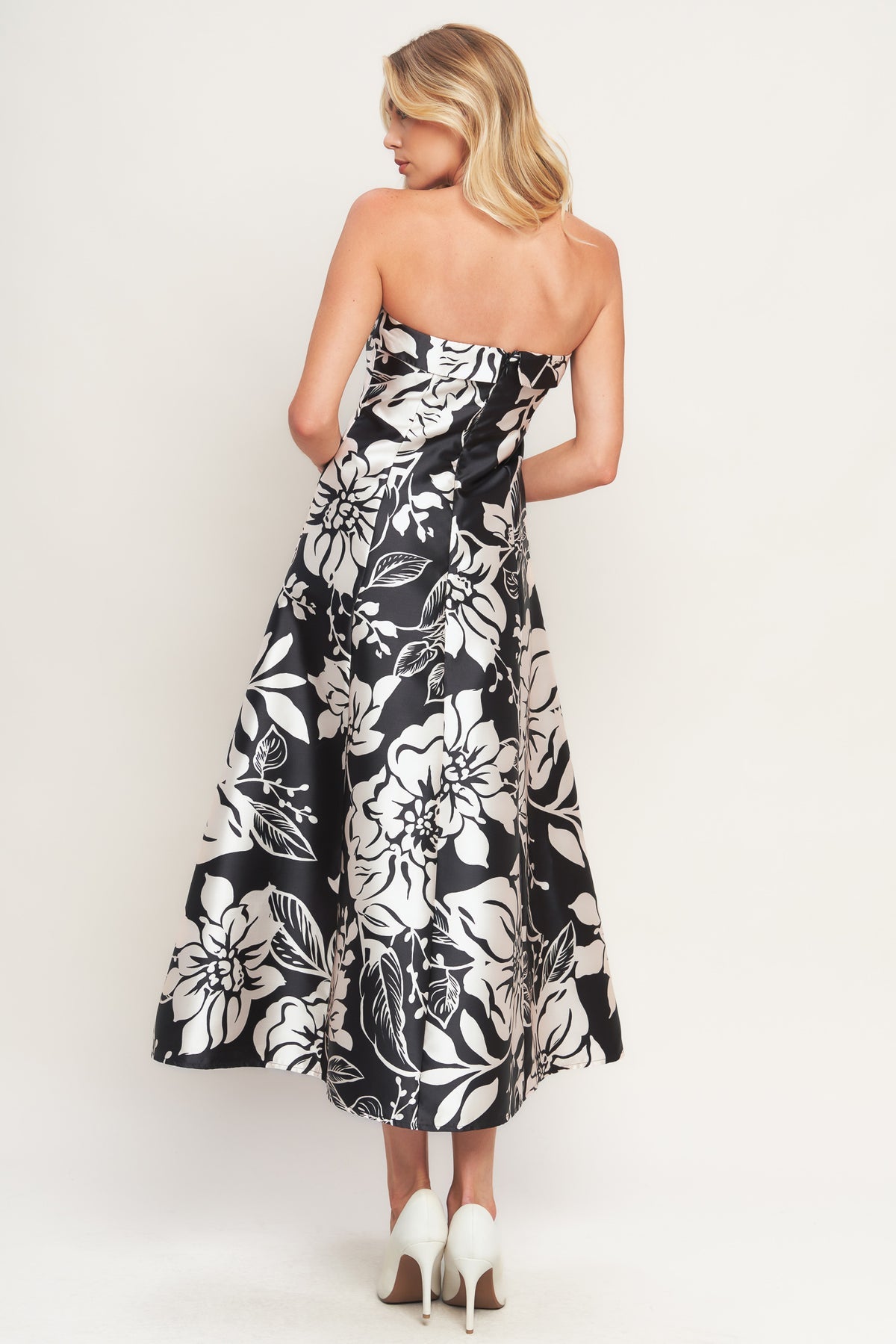 Cocktail Dresses Short A Line Tea Length Cocktail Floral Print Dress Flying Tomato ID23192 Black