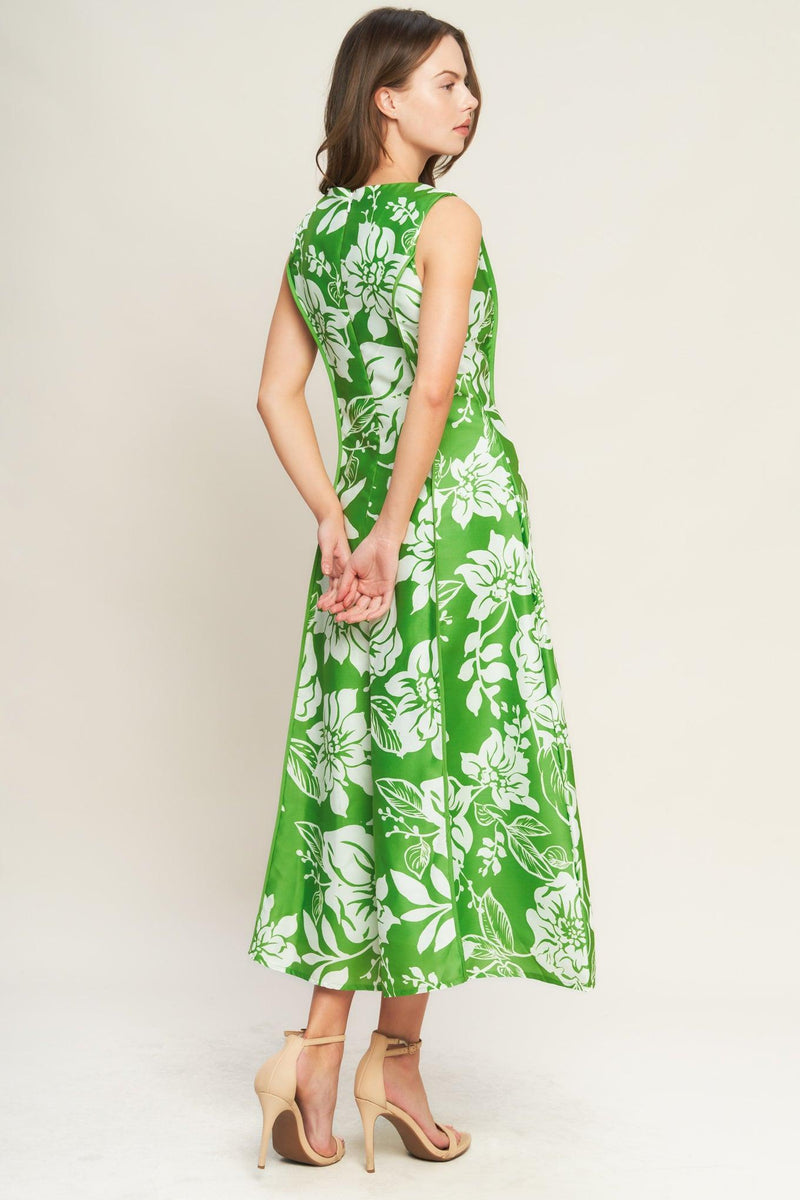 Bateau Midi Mikado Wedding Guest A-Line Dress Flying Tomato ID23263