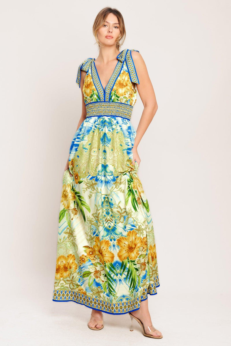 V-Neck Floor-Length Satin Formal A-Line Dress Flying Tomato ID23270