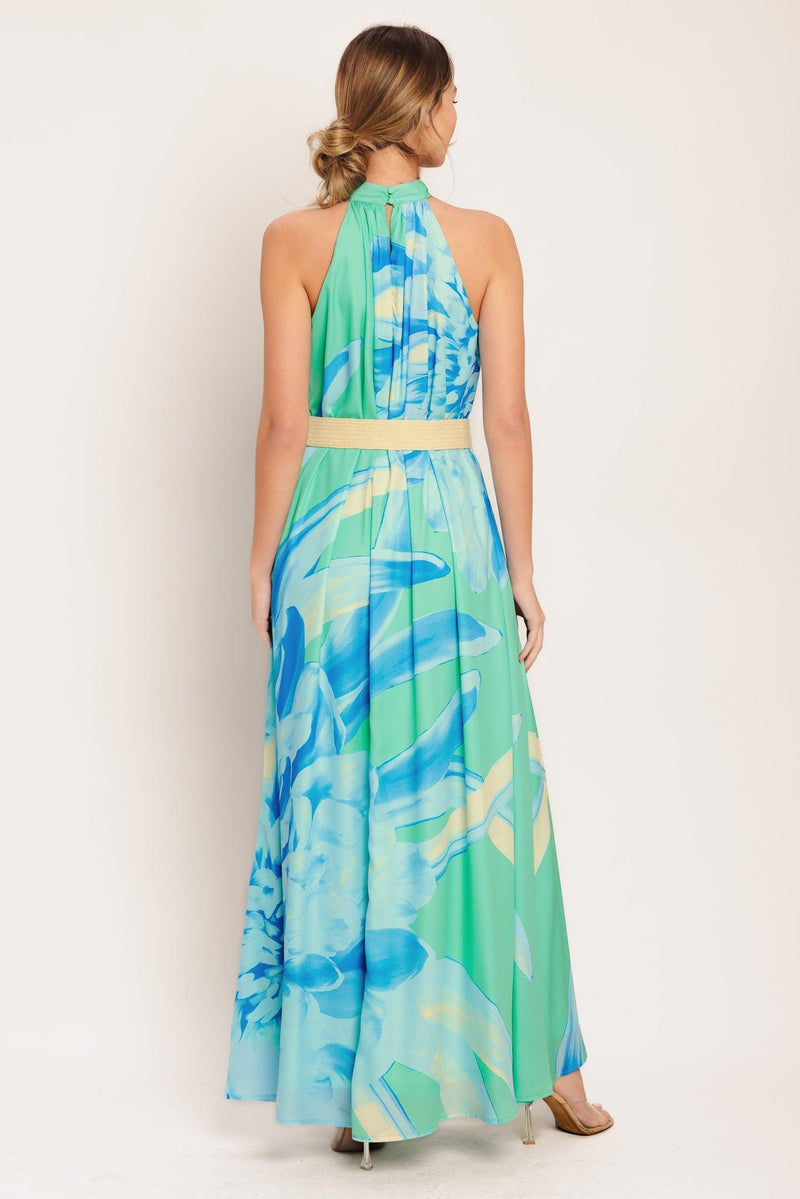 Halter Floor-Length Chiffon Wedding Guest A-Line Dress Flying Tomato ID23310