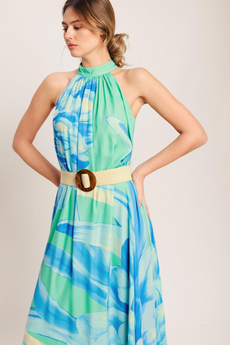 Halter Floor-Length Chiffon Wedding Guest A-Line Dress Flying Tomato ID23310
