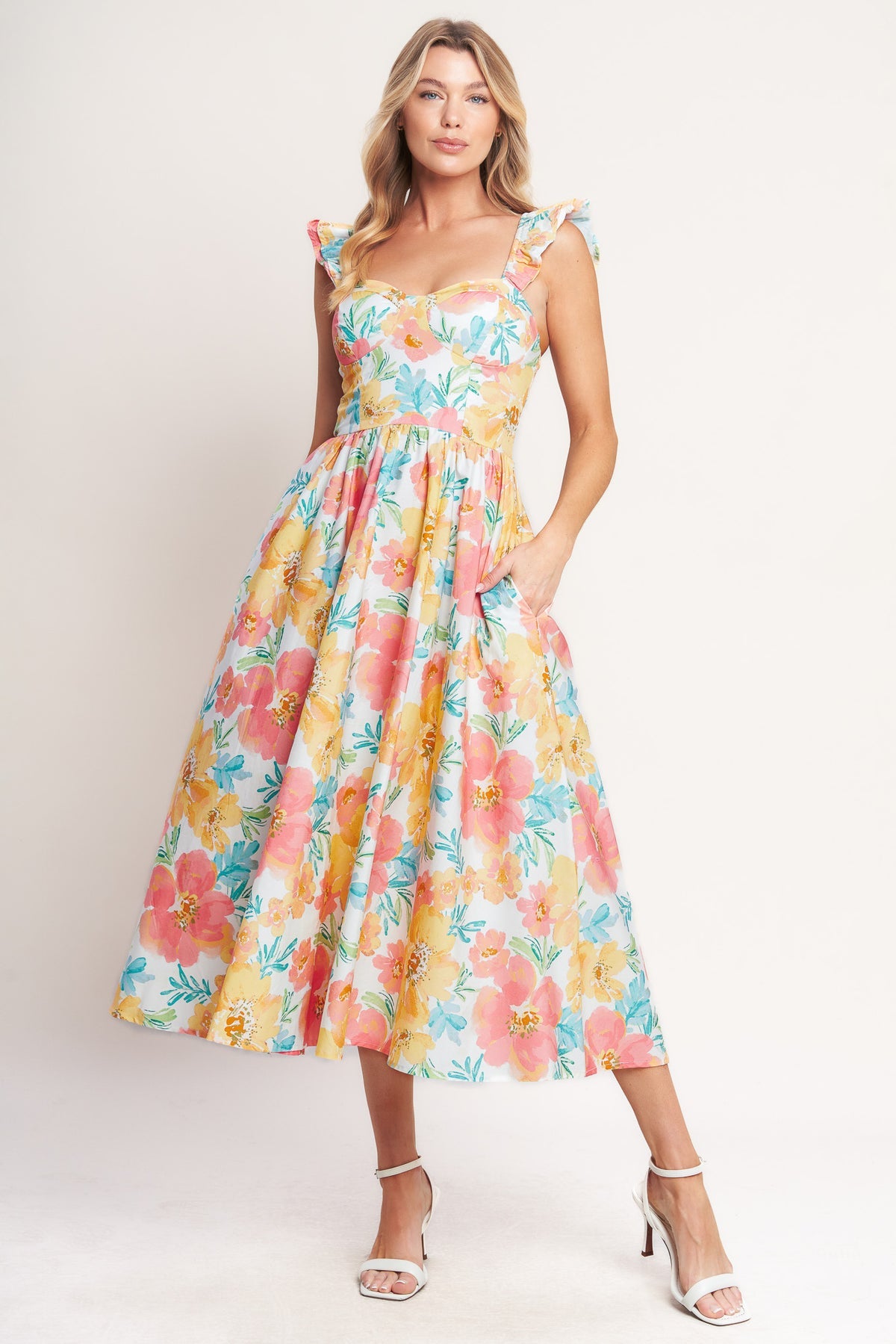 Cocktail Dresses Short Floral Print Tea Length Cocktail Dress Flying Tomato ID23330 Multi Floral