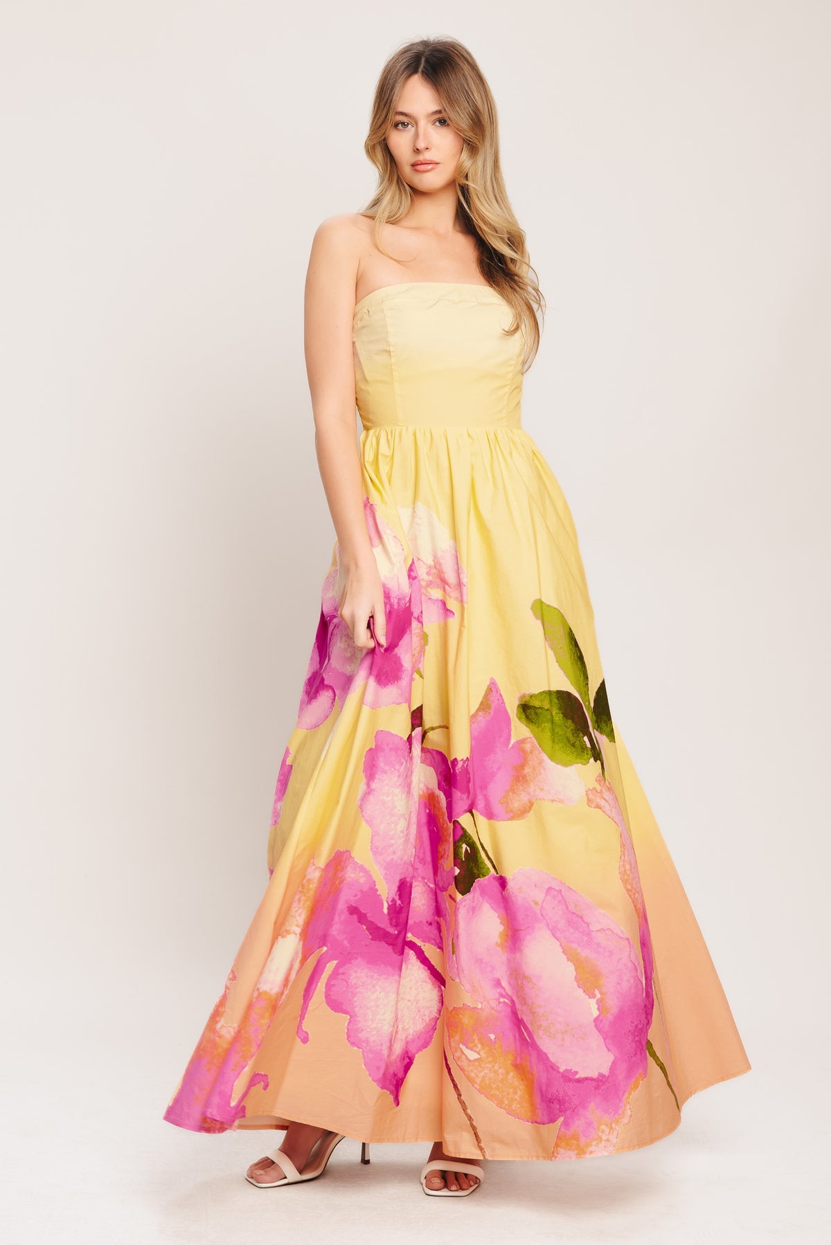 Formal Dresses Formal Long Print A Line Evening Dress Flying Tomato ID23366 Light Yellow
