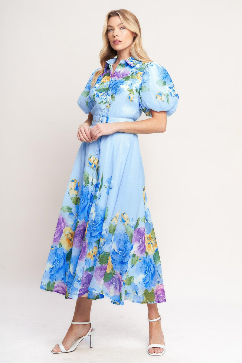 Jewel Midi Chiffon Wedding Guest A-Line Dress Flying Tomato ID23372
