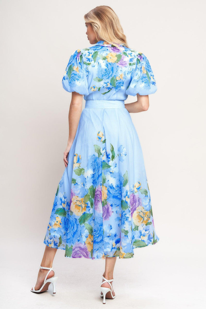 Jewel Midi Chiffon Wedding Guest A-Line Dress Flying Tomato ID23372