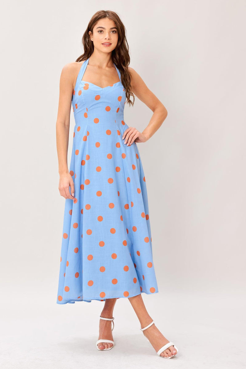 Sweetheart Midi Crepe Summer A-Line Dress Flying Tomato ID23374
