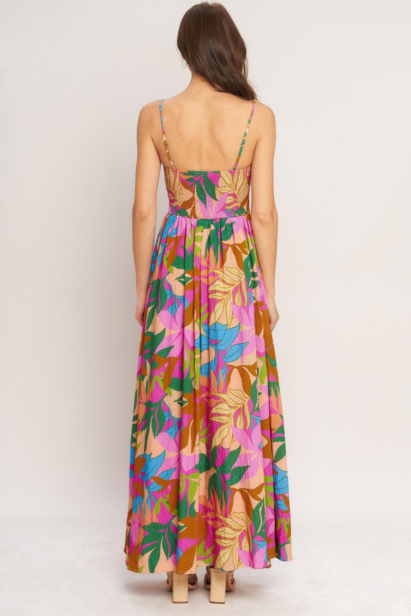 Sweetheart Floor-Length Crepe Tropical Maxi A-Line Dress Flying Tomato ID23399