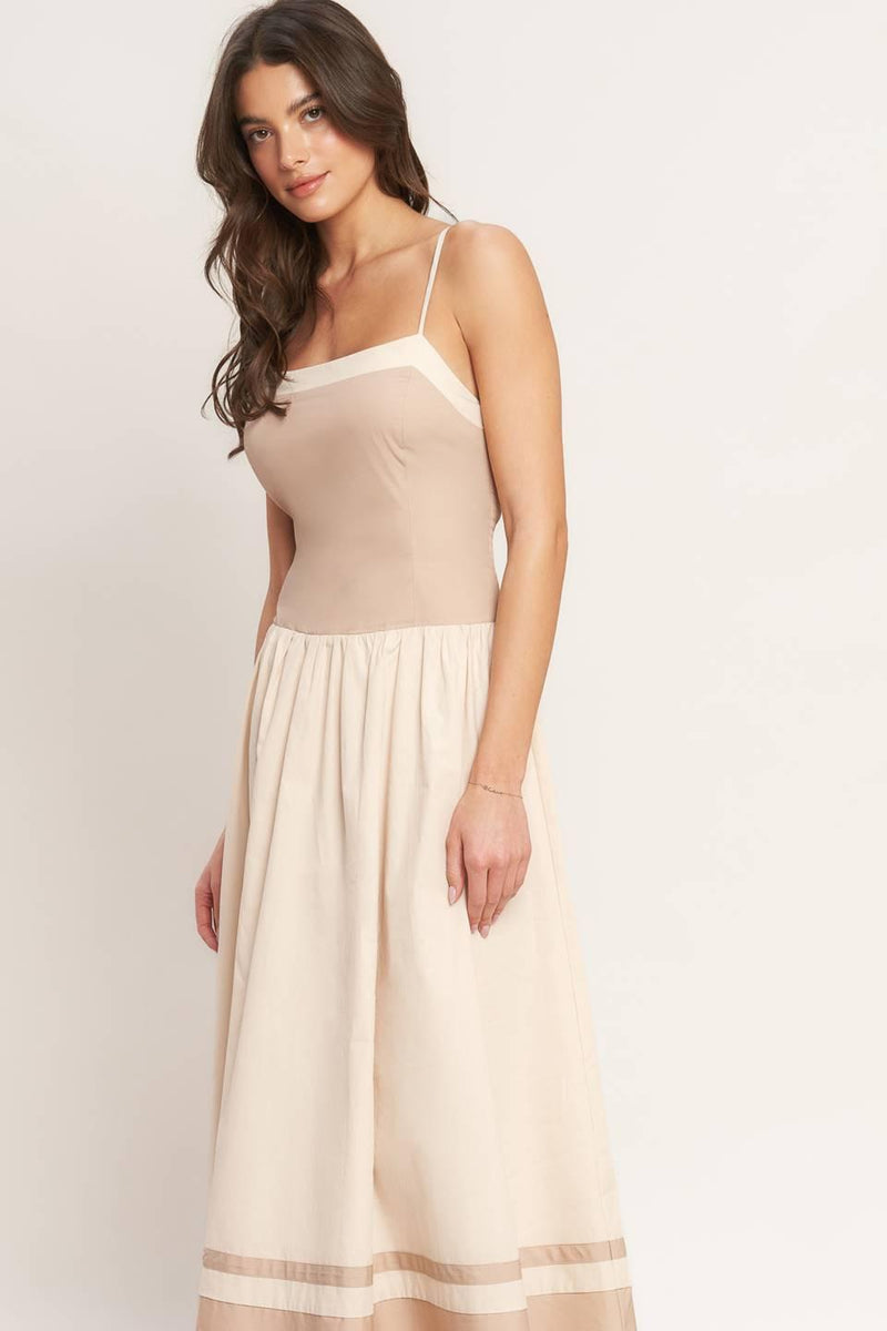 Square Neck Midi Jersey Fit & Flare Dress Flying Tomato ID23455