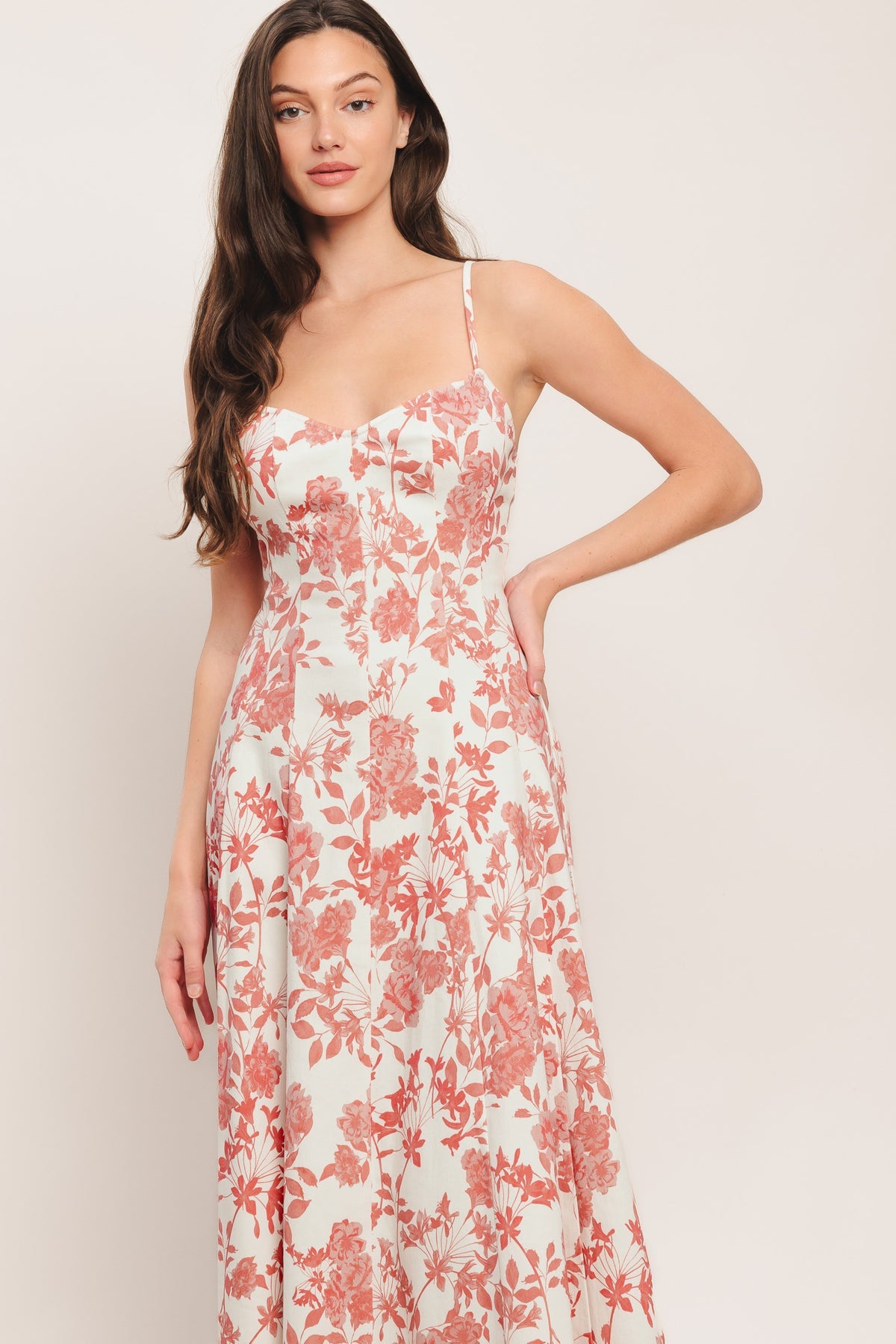 Cocktail Dresses Print Midi Short Cocktail Dress Flying Tomato ID23575 Ivory Coral