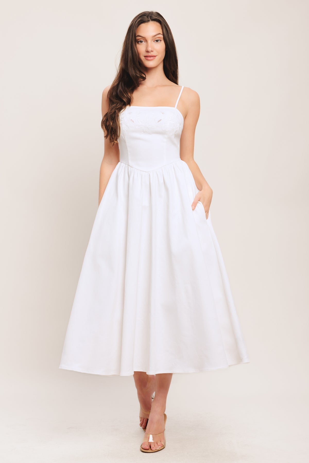 Wedding Dresses Midi Short Fitted A Line Cocktail Dress Flying Tomato ID23588 White Denim