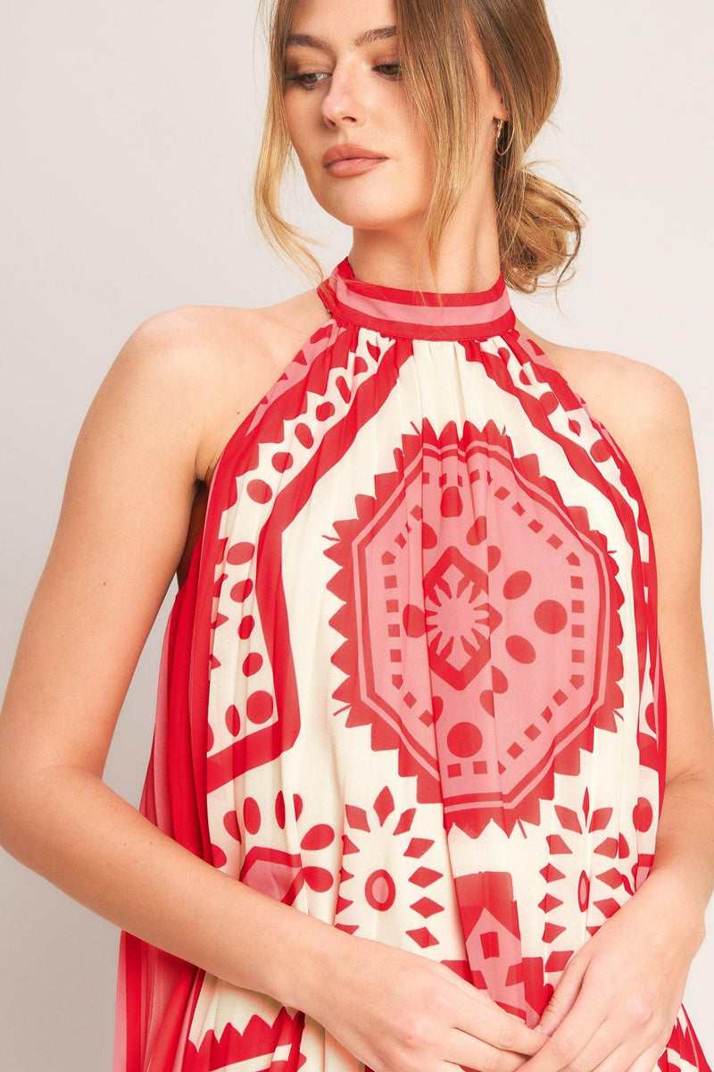 Halter Mini Chiffon Cocktail A-Line Dress Flying Tomato ID23625