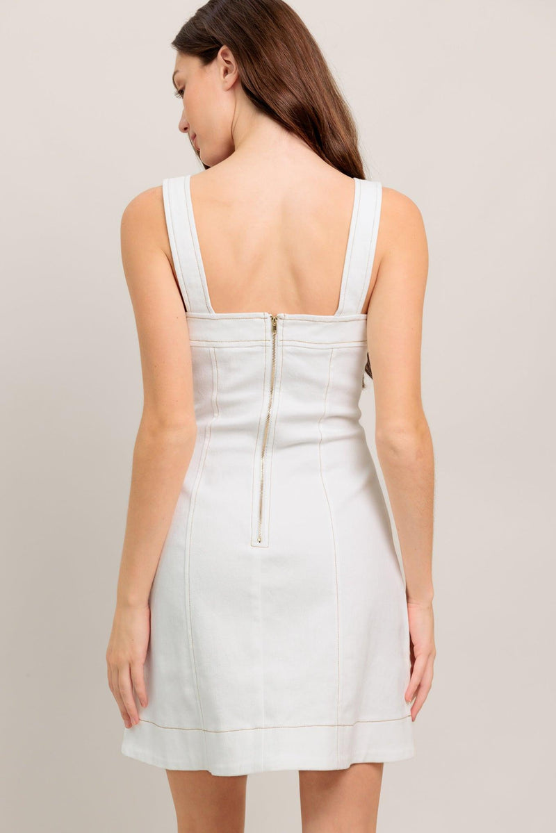Square Neck Mini Crepe Cocktail A-Line Dress Flying Tomato ID23638