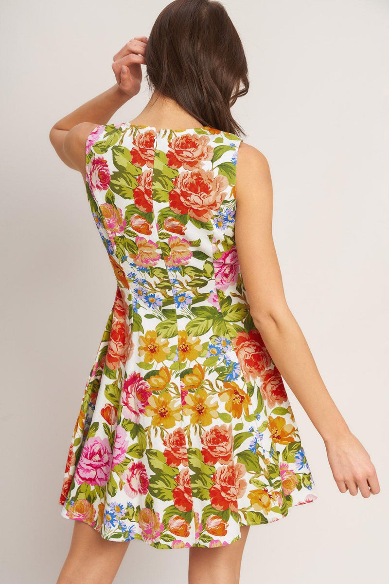 Jewel Mini Scuba Garden Party Fit & Flare Dress Flying Tomato ID23670