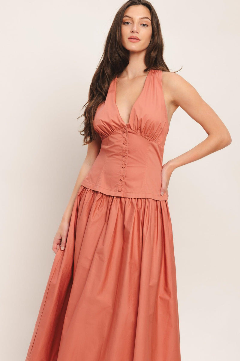 Halter Midi Crepe Wedding Guest Fit & Flare Flying Tomato ID23676