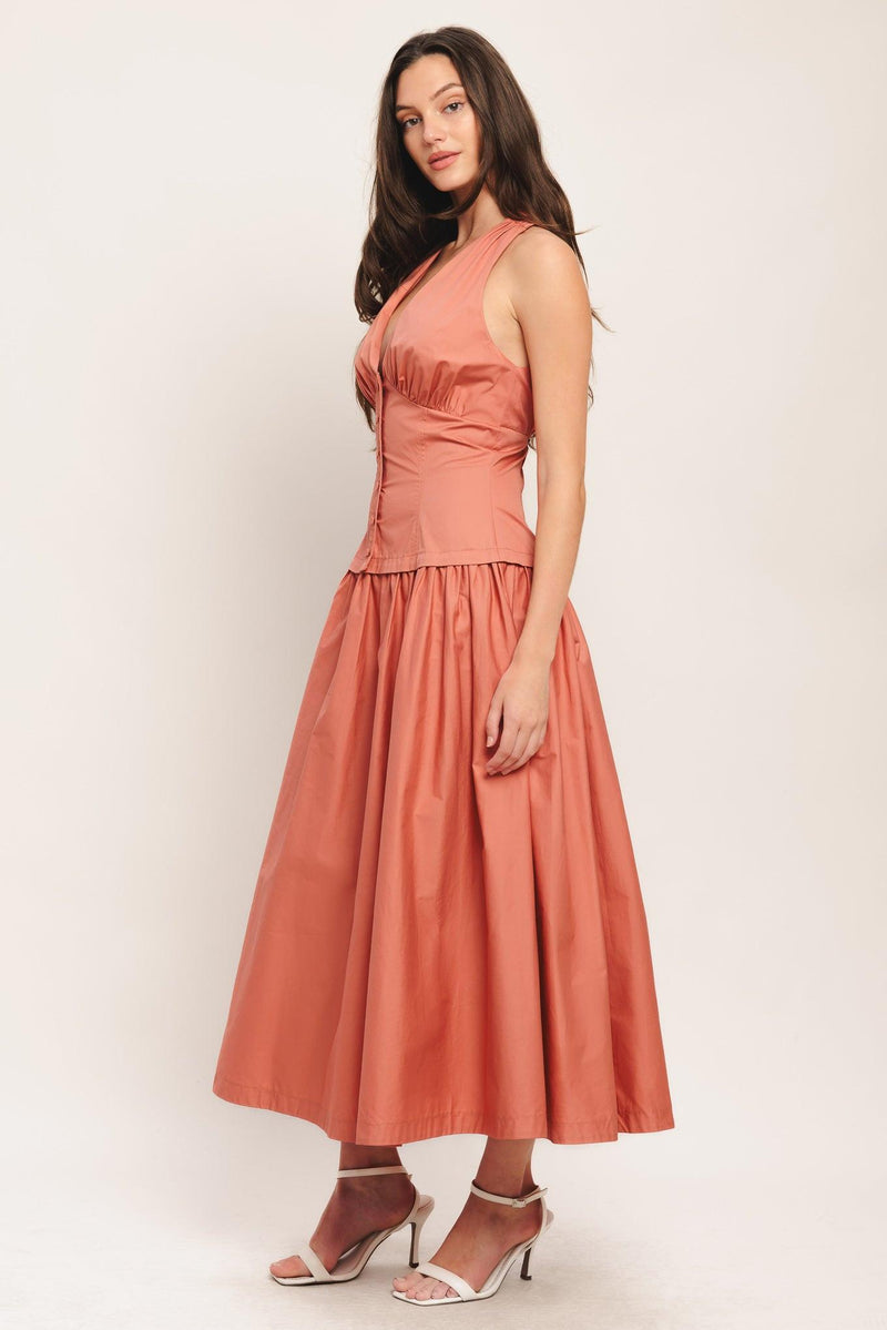 Halter Midi Crepe Wedding Guest Fit & Flare Flying Tomato ID23676