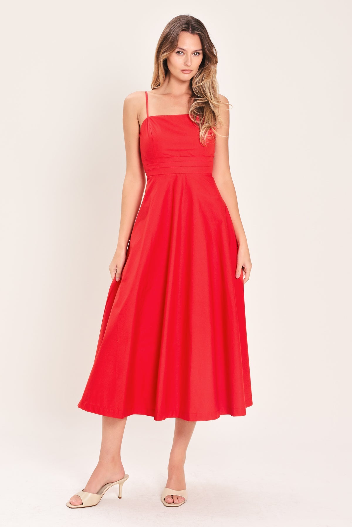 Square Midi Satin Special Occasion A-Line Flying Tomato ID23760