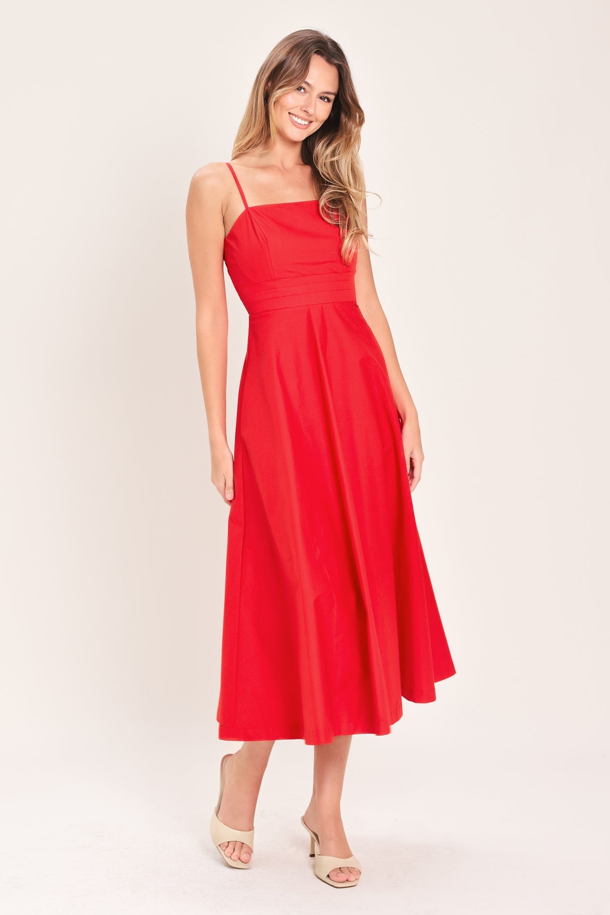Square Midi Satin Special Occasion A-Line Flying Tomato ID23760