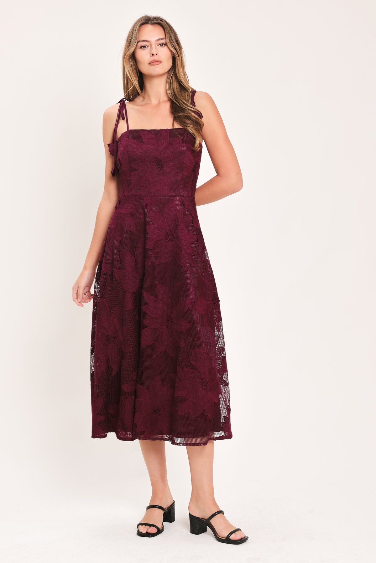Square Midi Mesh Occasion A-Line Flying Tomato ID23969