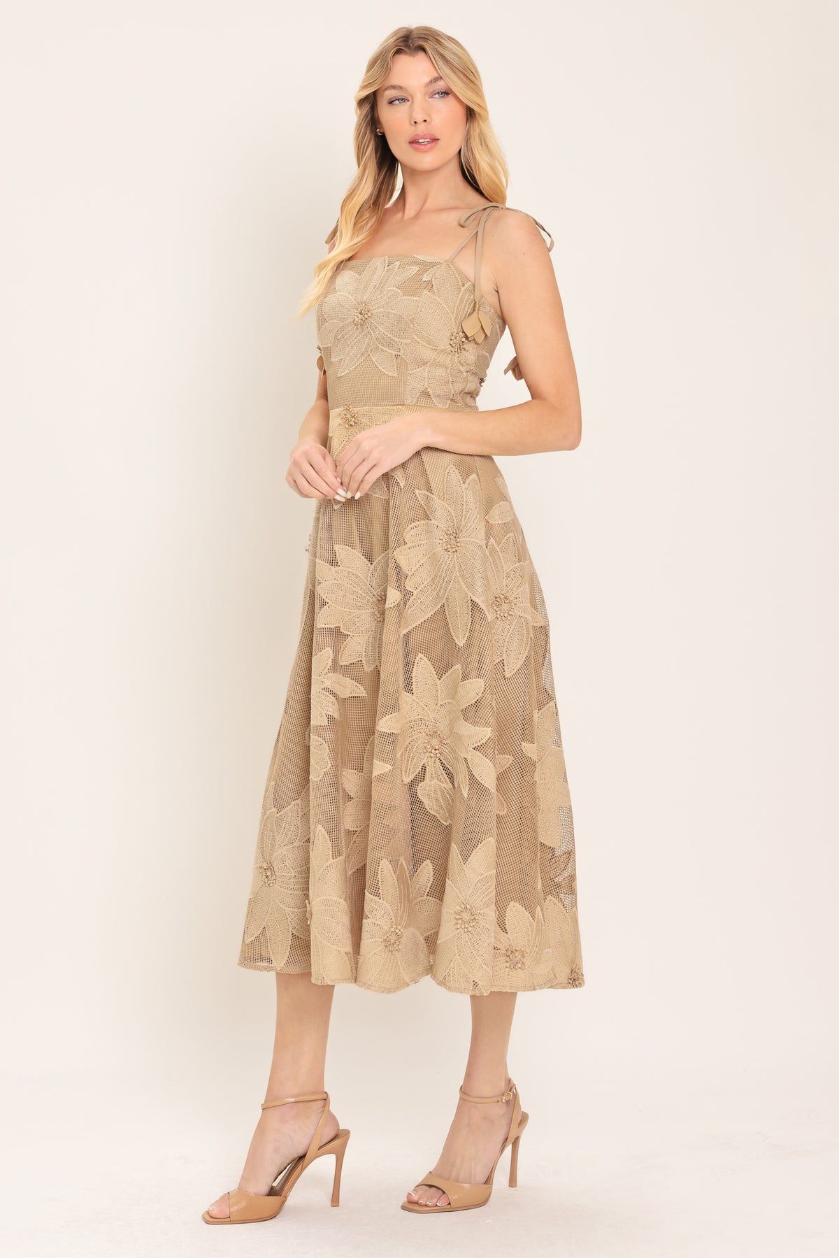 Square Midi Mesh Occasion A-Line Flying Tomato ID23969