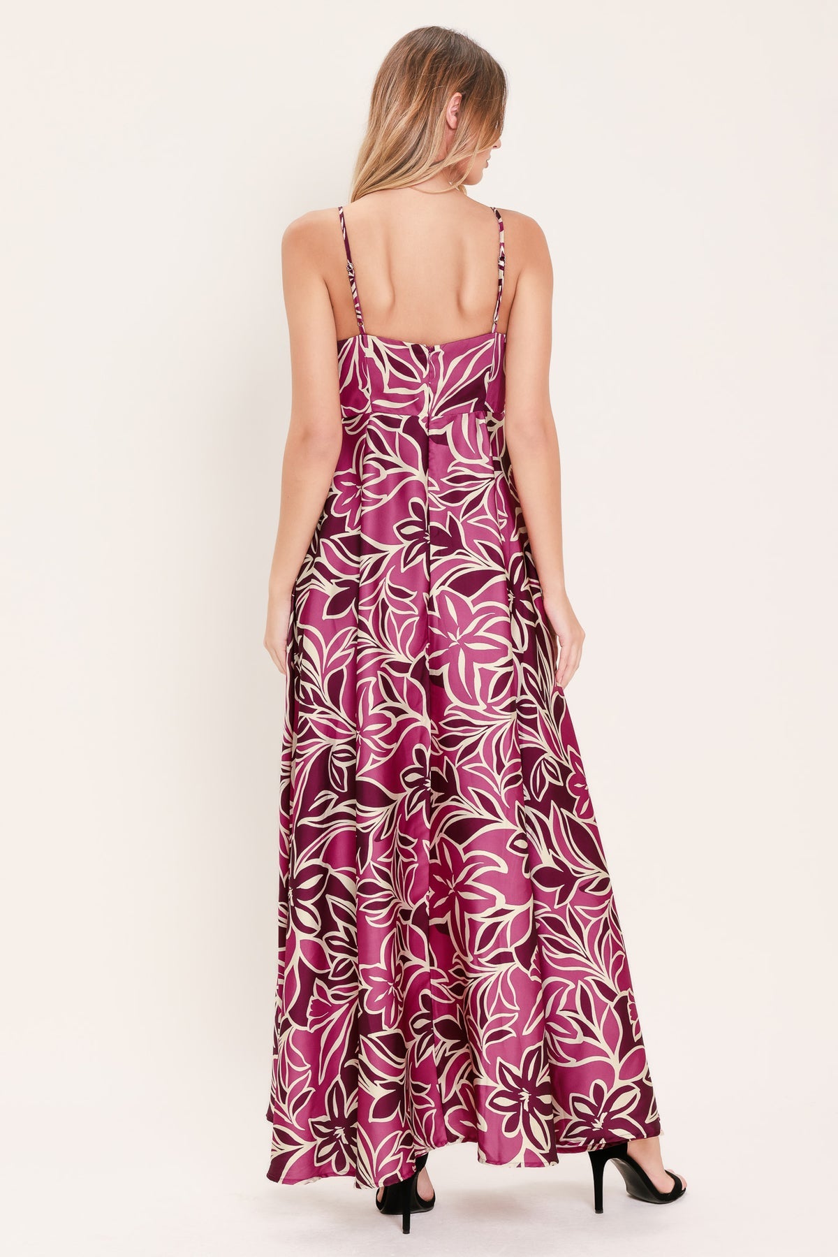 V-Neck Floor-Length Satin Evening A-Line Flying Tomato ID24097