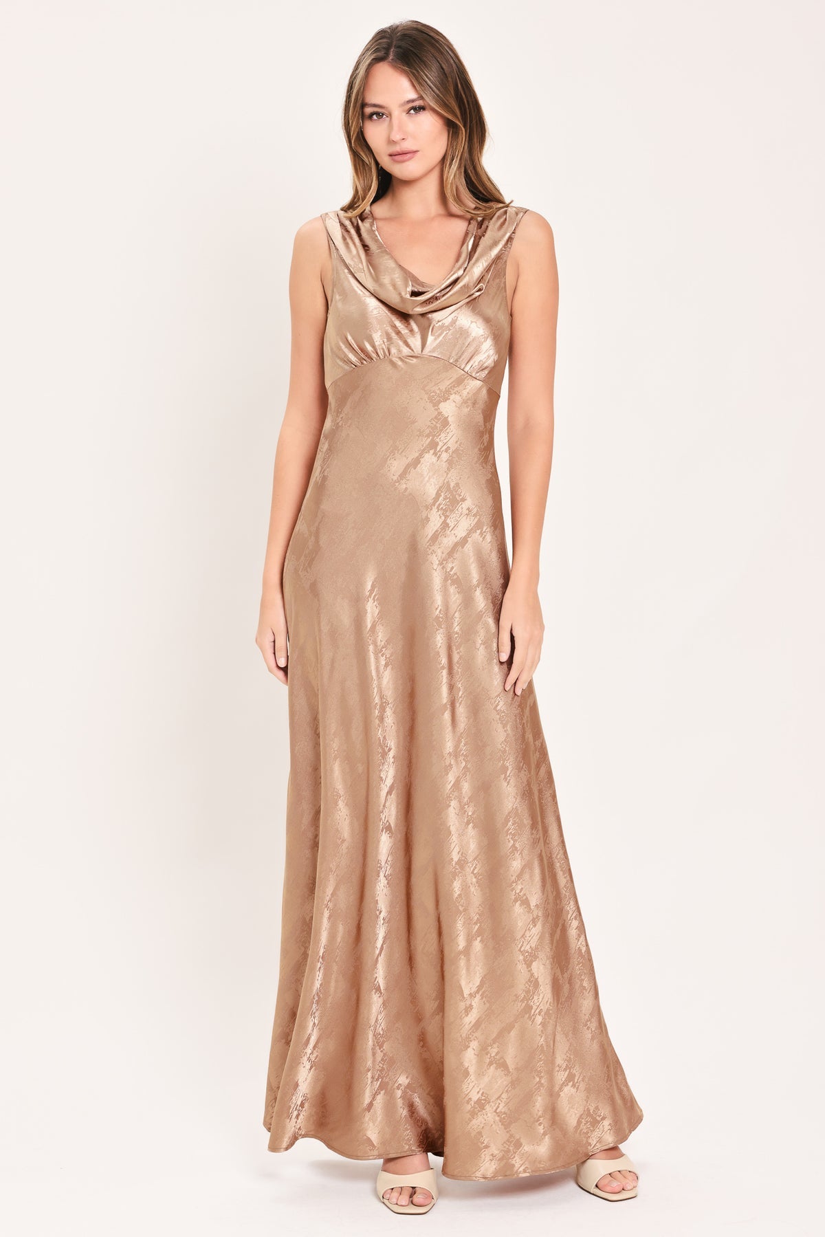 Cowl Floor-Length Satin Formal A-Line Flying Tomato ID24103