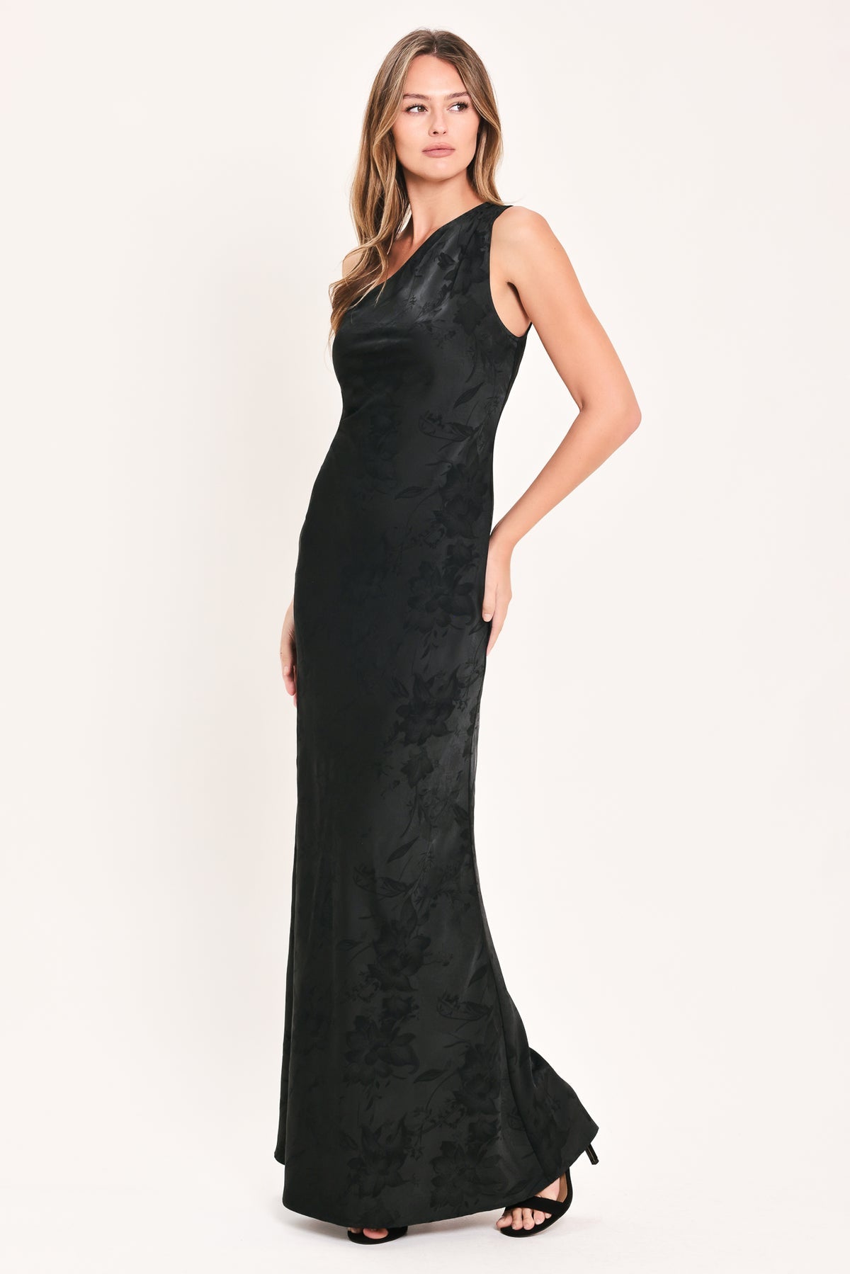 One-Shoulder Floor-Length Satin Formal Sheath Flying Tomato ID24280