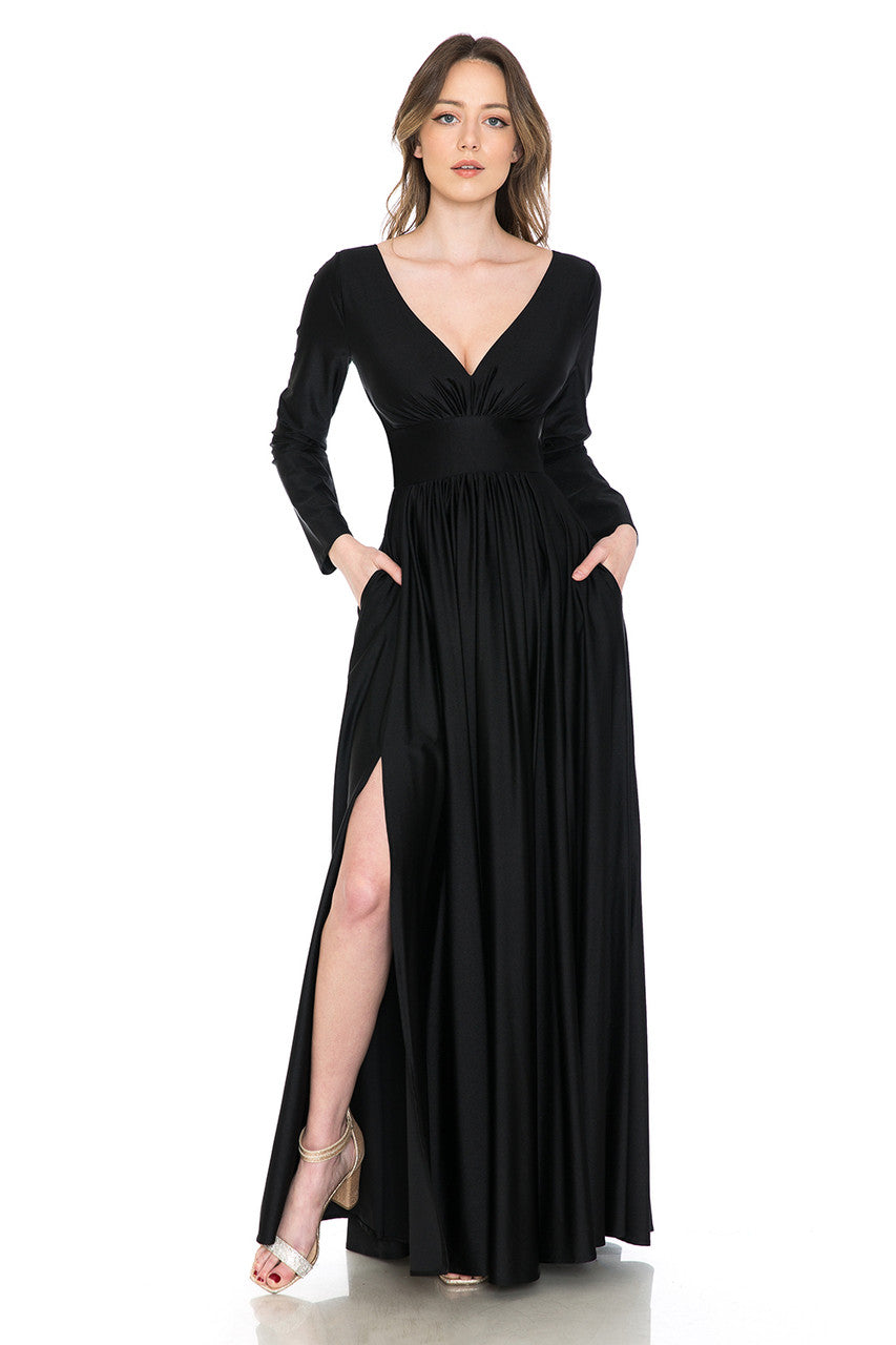 Formal Dresses Long Sleeve A Line Formal Dress Lenovia 5231 Black