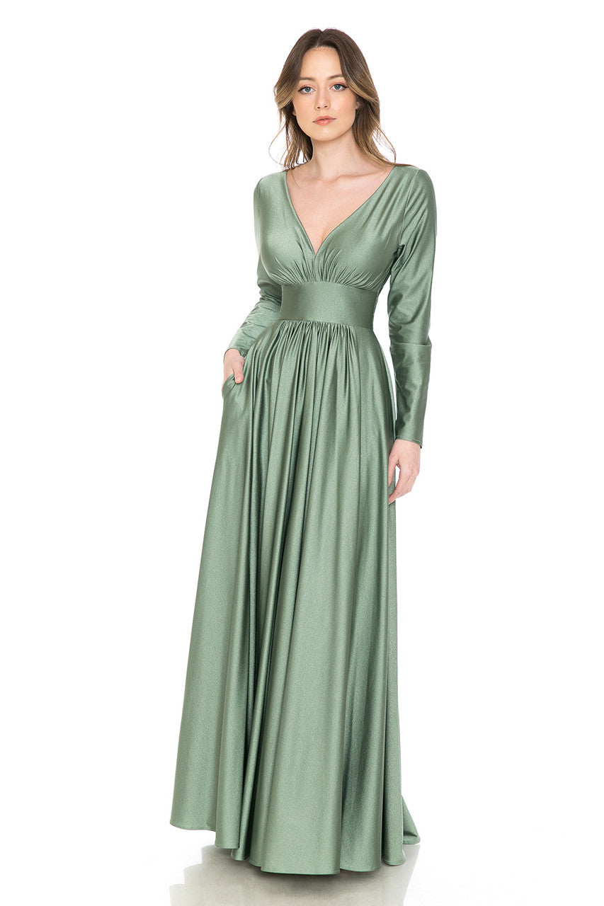 Formal Dresses Long Sleeve A Line Formal Dress Lenovia 5231 Sage
