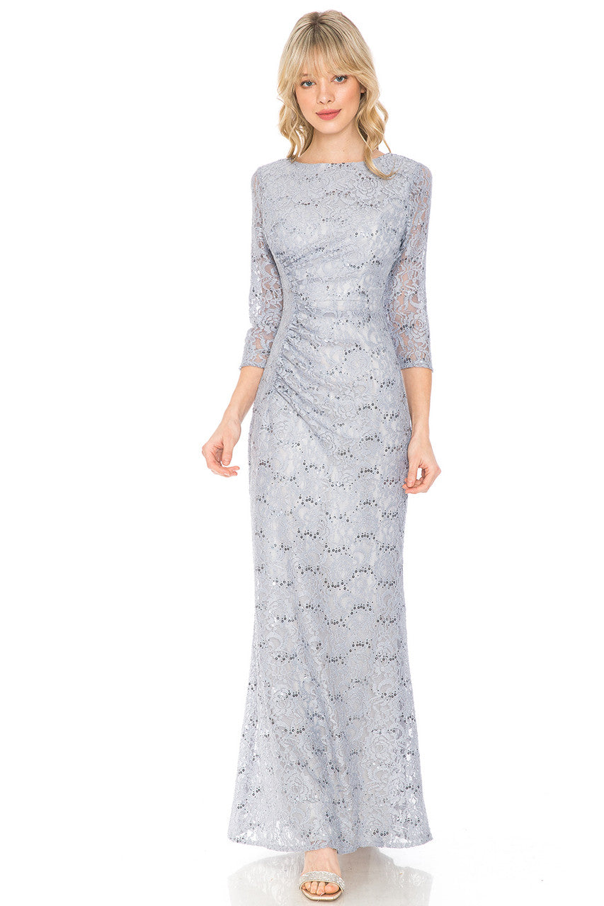 Mother of the Bride Dresses Long Sequin Formal Lace Mother of the Bride Dress Lenovia 5239 Silver