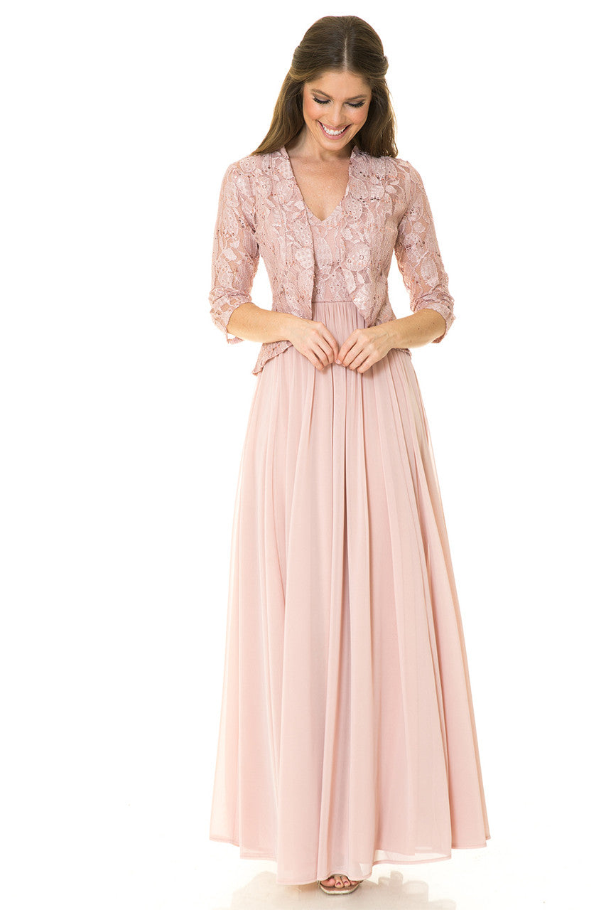 Mother of the Bride Dresses Long Formal Glitter Lace Mother of the Bride Dress Lenovia 5237 Mauve