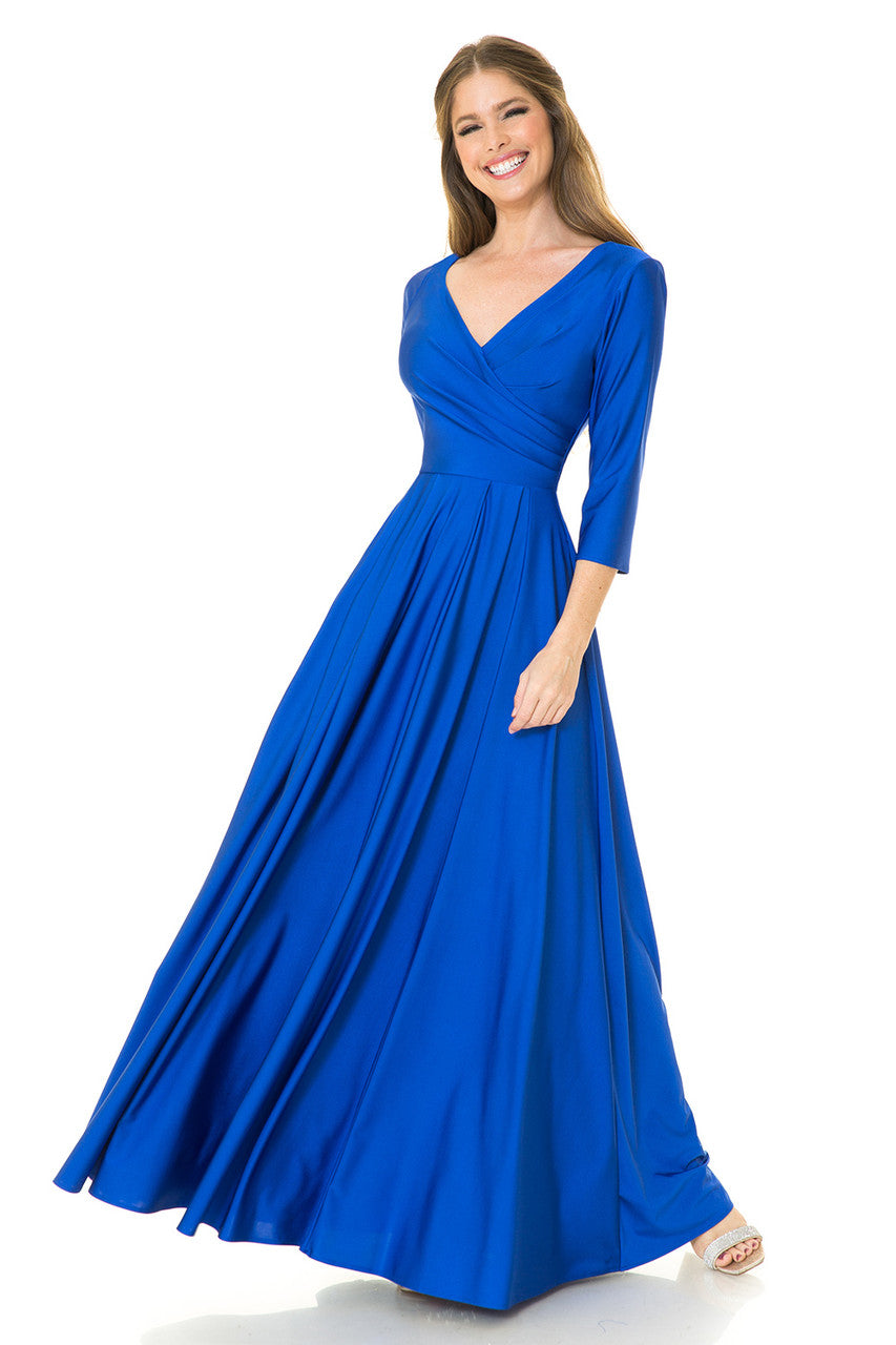 Mother of the Bride Dresses Pleated Formal Long Mother of the Bride Dress Lenovia 5243 Royal Blue